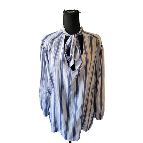Harve Bernard High Collared V Neck Long Sleeve Lightweight Blouse Size 3X Office - Picture 1 of 9